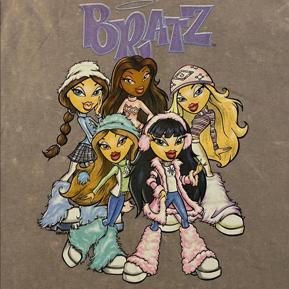 Bratz Tops - Distressed Cropped BRATZ Y2K Tee Shirt